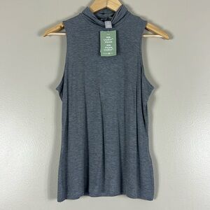 Sleeveless Mock Neck Women's Top - Charcoal Gray